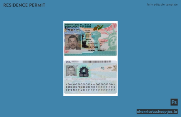Neue Green Card für die USA, Beispielvorschau für Daueraufenthaltsgenehmigungen